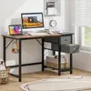 Bürotisch mit Regal und 2 Schubladen, Schreibtisch 140 cm Produktbild-Vorschau 1
