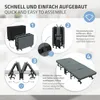 An instructional diagram showing the steps to assemble a foldable guest bed. Produktbild-Vorschau