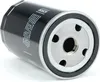 A close-up, angled view of a black oil filter with silver metal end caps and a black rubber gasket. Produktbild-Vorschau