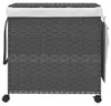 vidaXL Wäschekorb mit Rollen Grau 60x35x60,5 cm Rattan Produktbild-Vorschau 12