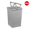 A gray trash can with a lid and handles, shown against a white background. Produktbild-Vorschau