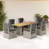 vidaXL 7-tlg. Garten-Essgruppe mit Kissen Grau Poly Rattan Produktbild-Vorschau 2