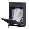 A dark gray mailbox with its door open, showing several envelopes inside. Podgląd zdjęcia produktu