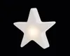 A white star-shaped lamp with a light source inside, set against a black background. Produktbild-Vorschau