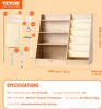 An image showing the components and assembled product of a wooden bookshelf for children, along with its specifications. Náhled obrázku produktu