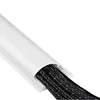 A white PVC cable channel with black cables inside, shown at an angle against a white background. Produktbild-Vorschau