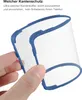 A hand is holding a clear phone case with blue edges. Produktbild-Vorschau