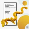 A golden dragon figurine is displayed on a white background with abstract yellow circles and text. Voir les images du produit