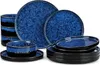 A set of blue and black ceramic tableware is arranged on a white background. Produktbild-Vorschau