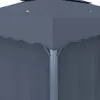 A close-up view of the corner of a gray gazebo or pavilion, showing the fabric and support structure. Produktbild-Vorschau