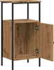 A close-up view of an open cabinet with a wooden finish and black metal legs. Produktbild-Vorschau