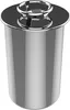 A shiny, metallic cylindrical container with a lid featuring a ring handle. Produktbild-Vorschau