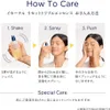 An instructional graphic showing how to use a skincare product, with three steps illustrated by images of a hand shaking a bottle, a woman spraying her face, and a woman pressing the product into her skin. Náhľad obrázku produktu