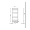 Technical drawing of a radiator with dimensions and connection details. Náhľad obrázku produktu