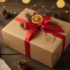 A Christmas-themed gift box on a wooden surface. Podgląd zdjęcia produktu
