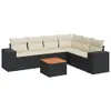 Design 7-tlg. Garten-Sofagarnitur mit Kissen Schwarz Poly Produktbild-Vorschau 2