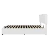 A side view of a white bed frame with a slatted base. Náhled obrázku produktu
