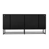 A black sideboard with a metal frame, shown from the back. Voir les images du produit