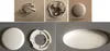 A collage of images showing parts of a white ceiling light fixture, including the base, cover, and wiring. Produktbild-Vorschau