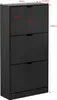 A black shoe cabinet with dimensions indicated by red text and lines. Náhľad obrázku produktu