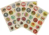 Several sheets of stickers with various cartoon images of animals, vehicles, and food items. Anteprima dell’immagine prodotto