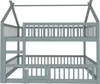 A grey wooden bunk bed with a house-shaped frame and a ladder on the left. Náhled obrázku produktu