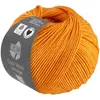 A ball of orange yarn with a label wrapped around it. Produktbild-Vorschau