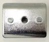 A close-up, top-down view of a metal lawnmower part on a white background. Produktbild-Vorschau