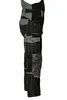 A side view of a pair of black and gray cargo pants with multiple pockets. Produktbild-Vorschau