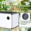A reptile terrarium with a lizard in the background and text overlays. Produktbild-Vorschau