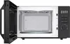 An open microwave oven showing the interior and control panel. Produktbild-Vorschau