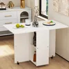A white folding table with storage is shown in a room setting. Produktbild-Vorschau