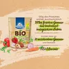 A product shot of Vegeta Bio seasoning with accompanying vegetables and text highlighting its features. Produktbild-Vorschau