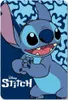 A cartoon character named Stitch is shown against a blue background with a pattern. Produktbild-Vorschau