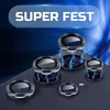 A close-up of multiple camera lens protectors with blue electrical sparks emanating from them, set against a dark blue, abstract background. Produktbild-Vorschau