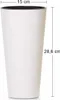A white cylindrical planter with dimensions indicated. Náhled obrázku produktu