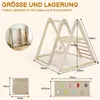 Dimensions and storage information for a wooden indoor playground. Podgląd zdjęcia produktu