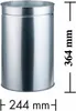 A silver cylindrical metal container with measurement indicators on the side and bottom. Náhled obrázku produktu