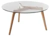 home24 Couchtisch - Glas / Eiche Massiv Produktbild-Vorschau 1