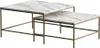 A set of two nesting coffee tables with marble-effect tops and gold-colored metal frames, presented against a white background. Náhled obrázku produktu