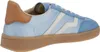 Side view of a blue sneaker with white and brown accents. Produktbild-Vorschau