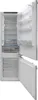 An open refrigerator with its door ajar, showing the interior shelves and drawers. Produktbild-Vorschau
