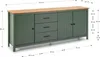 Credenza Miranda in legno massiccio colore verde e pino Anteprima dell’immagine prodotto 7