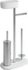 A white and silver toilet paper holder and toilet brush stand. Náhled obrázku produktu