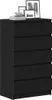 A black dresser with five drawers is shown from a slightly angled front view. Náhled obrázku produktu