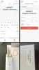 A collage of screenshots from a mobile app and photos of a label printer with a label. Podgląd zdjęcia produktu