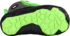 The sole of a child's shoe is shown, with a black rubber sole and a bright green insert with a geometric pattern. Produktbild-Vorschau