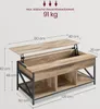 A diagram showing the dimensions of a lift-top coffee table. Produktbild-Vorschau