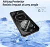 A black phone case is shown on a background of ice and snow, suggesting durability and protection. Produktbild-Vorschau