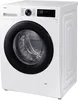 A white Samsung front-load washing machine is shown from a diagonal front-right perspective. Produktbild-Vorschau